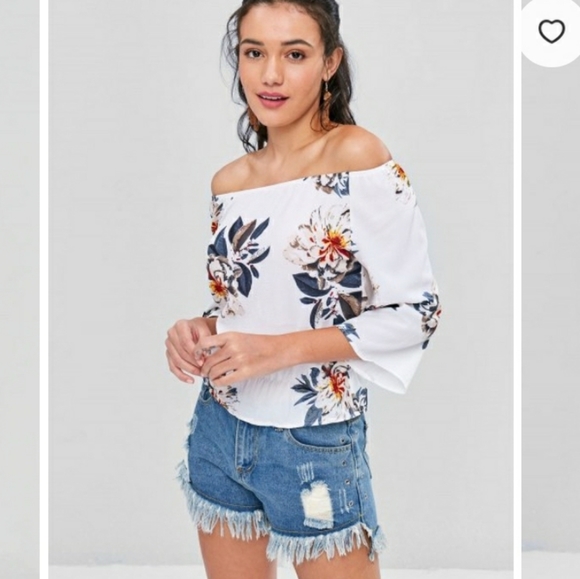 2/$8: Off-The-Shoulder Floral Top - Picture 2 of 3